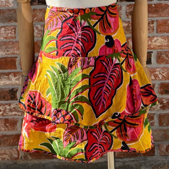 SOLD ELSEWHERE Farm Rio tropical plant/jungle themed 3 layer mini skirt/ L - Picture 4 of 14